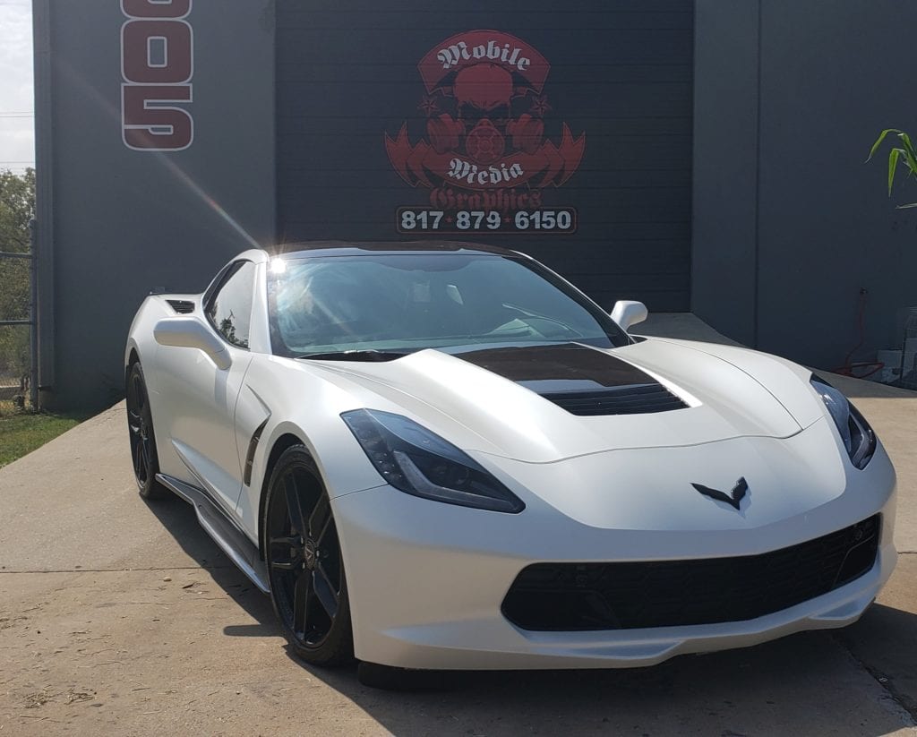 Satin Pearl White Corvette – Mobile Media Graphics