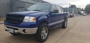 Avery Blue Color Change and white pinstripe on Ford Truck