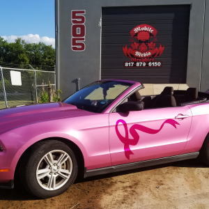 Pink Vehicle Wrap on Ford Mustang
