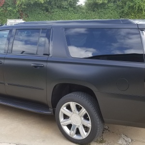 Satin Black Color Change with Gloss Black Chrome Delete on Cadillac Escalade